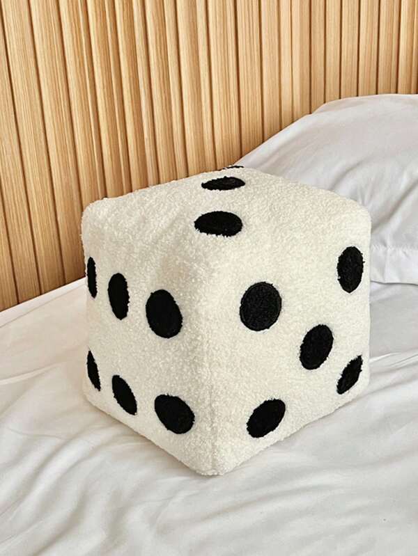 1pc Dice-Shaped Decorative Pillow, Comfortable & Fun Simulated Dice Design, Suitable For Dorm Bedding, Dorm Decor, Sofa Cushion, Machine Washable, 4 Season Use, Polyester Filled Pillow With Zipper Closure
